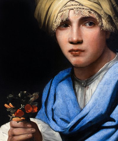 Niño con turbante sosteniendo un ramo de flores de Michael Sweerts