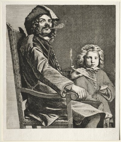 Hombre Fumando una Pipa y un Niño Pequeño, c. 1660 de Michael Sweerts