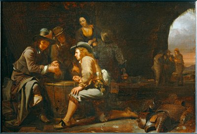 Soldados jugando en una cueva convertida en cuerpo de guardia. 1649 ... de Michael Sweerts