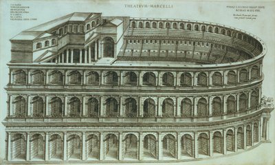 Plano del Teatro de Marcelo, Roma, 1558 de Michael Tramezini