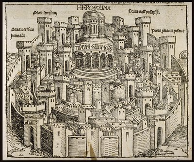 Jerusalén del Crónica del Mundo de Schedel, ca 1493 de Michael Wolgemut