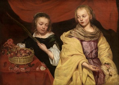 Dos chicas como Santa Inés y Santa Dorotea de Michaelina Wautier