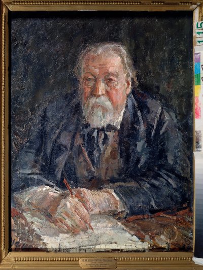 Retrato del compositor Mikhail Ippolitov Ivanov (Ippolitov-Ivanov) (1859-1935). Pintura de Mikhail Fyodorovich Shemyakin (Chemiakin) (1875-1944), óleo sobre lienzo de Michail Fyodorovich Shemyakin
