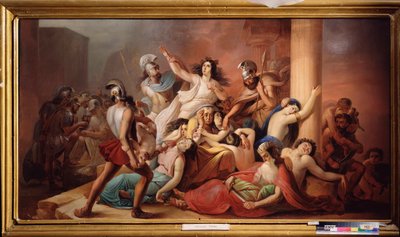 La caída de Troya (Los guerreros griegos victoriosos del asedio de la ciudad legendaria) - La caída de Troya - Mikhail Ivanovich Skotti (1814-1861), óleo sobre lienzo - Arte ruso de Michail Ivanovich Skotti