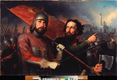 El levantamiento nacional de Kuzma (Kuzma o Kozma) Minin (fallecido en 1616) y el Conde Dmitri Pozharsky (Pozharsky) (1577-1642) (Liberación de Moscú de la ocupación polaca en 1612) - El levantamiento nacional de Kuzma Minin y el Conde Dmitry Pozharsky - C de Michail Ivanovich Skotti
