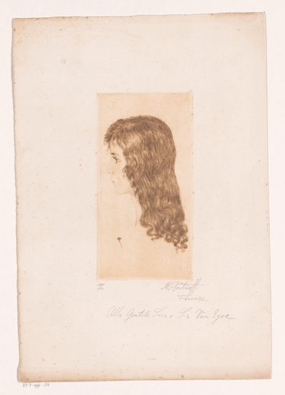 Cabeza de niña con cabello largo y perfil. de Michal Portnoff (signed by artist)