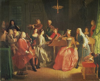 Una velada musical (óleo sobre lienzo) de Michel Ange Houasse