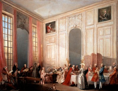 Fiesta de té inglesa con el Príncipe de Conti en el Templo, 1766 de Michel Barthelemy Ollivier