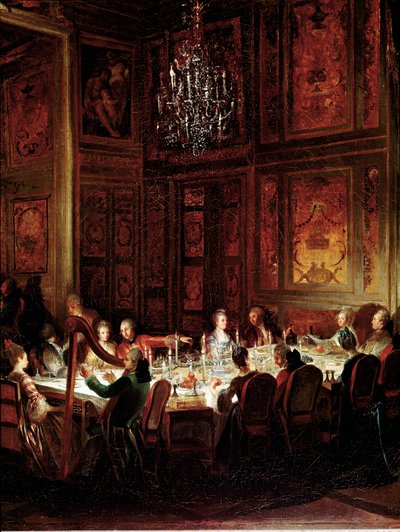 Cena del Príncipe Luis Francisco de Conti, Palacio del Temple (detalle) de Michel Barthelemy Ollivier or Olivier