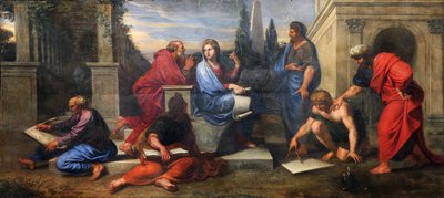 Aspasia entre los filósofos de Grecia en el salón de los Nobles de la Reina de Michel Corneille
