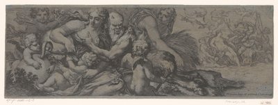Fauno conoció bacante en putti de Michel Dorigny (attributed to)