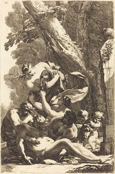 Silenus Ebrio Sostenido por Dos Faunos de Michel Dorigny
