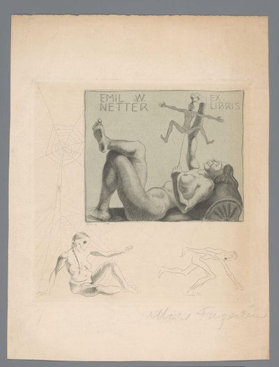 Ex libris de Emil W. Netter de Michel Fingesten (signed by artist)