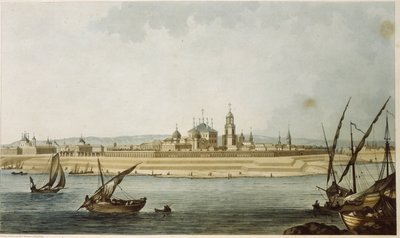 Tver (Rusia). (De 1931 a 1991 la ciudad se llamó Kalinin). Descripción de la ciudad neoclásica, tal y como fue reconstruida tras su destrucción por incendio en 1763, así como de las actividades en el Volga, que bordea la ciudad. Obra de Michel Fr de Michel Francois Damam Demartrait