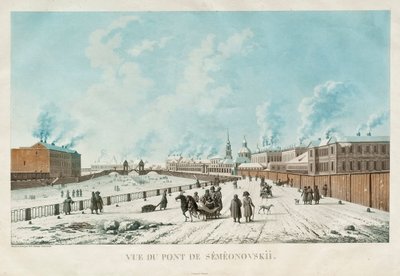 El Puente Semyonovsky en San Petersburgo, 1813 de Michel Francois Damam Demartrait