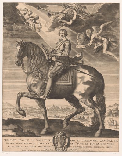 Retrato ecuestre de Bernard de Foix de la Valette, duque de Epernon de Michel Lasne