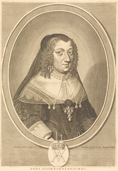 Ana de Austria de Michel Lasne after Jean Nocret