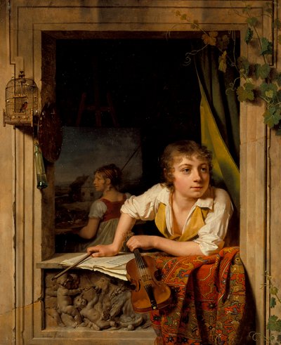 Pintura y música (Retrato del hijo del artista) de Michel Martin Drolling