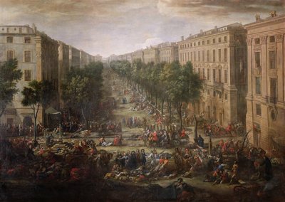 Vista del Cours Belsunce, Marsella, Durante la Plaga de 1720, 1721 de Michel Serre
