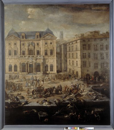 Vista del Ayuntamiento (de Marsella) durante la peste de 1720 de Michel Serre