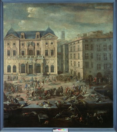 Vista del Ayuntamiento de Marsella durante la Plaga de 1720 de Michel Serre