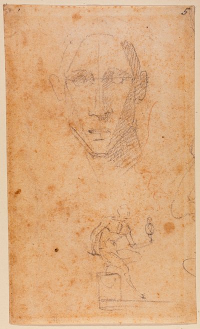 Estudio de cabeza y boceto de Diomedes con Paladio de Michelangelo (after) Buonarroti