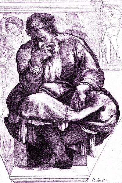 Jeremías, el profeta llorón de Michelangelo (after) Buonarroti