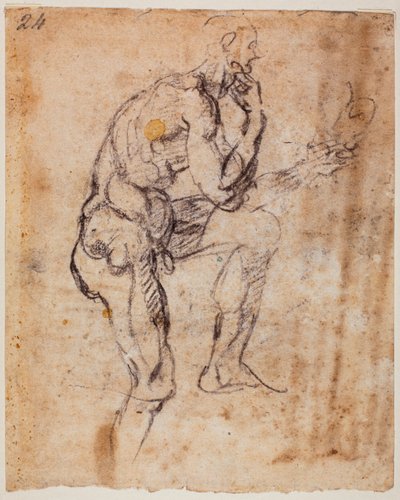 Estudio de desnudo, copia de la luneta de Naason de Michelangelo (after) Buonarroti