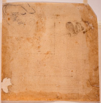 Estudios de perspectiva y banner de Michelangelo (after) Buonarroti
