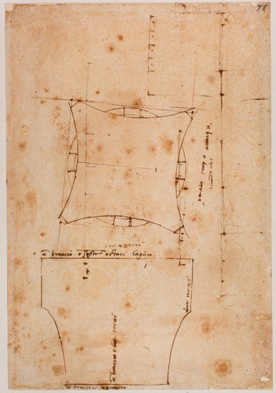 Planta y alzado de la capital, siglo XVI (dibujo) de Michelangelo (after) Buonarroti