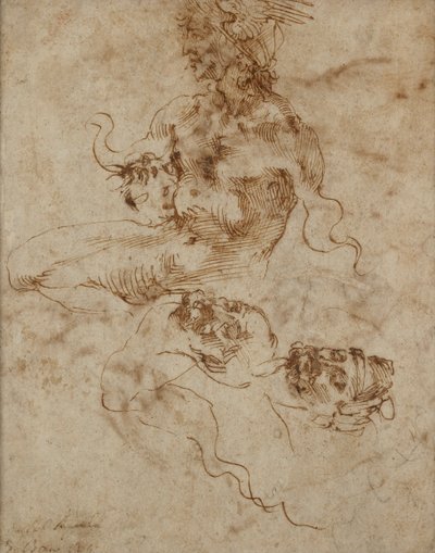 Una figura que se asemeja a un Tritón, c. 1490-1560 de Michelangelo Buonarroti