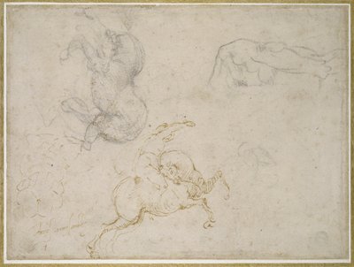 Jinete cargando y otros estudios de Michelangelo Buonarroti