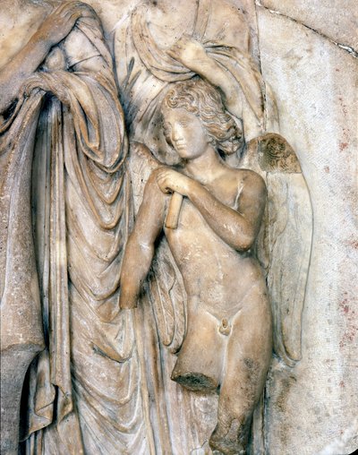 Ángel, mármol de Venecia, principios del siglo XVI. Ceremonia funeraria, (detalle), Museo del Louvre. Escultura de Michelangelo Buonarroti, conocido como Miguel Ángel de Michelangelo Buonarroti