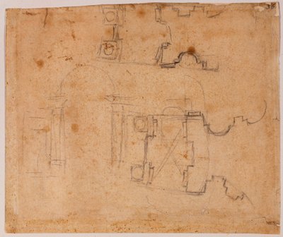 Detalles arquitectónicos de alzado y planta de San Giovanni dei Fiorentini de Michelangelo Buonarroti