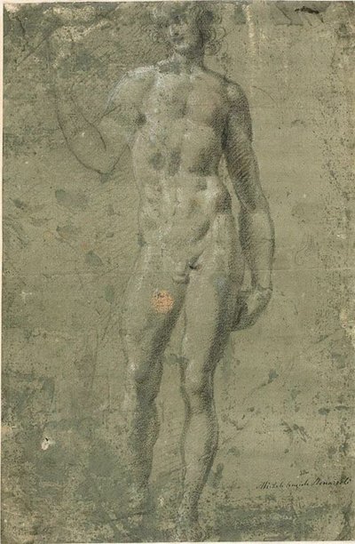 Baco (recto); Bocetos Arquitectónicos (verso) de Michelangelo Buonarroti