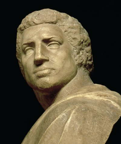 Bruto, detalle de la cabeza del busto por Miguel Ángel Buonarroti, c.1539-40 (detalle) de Michelangelo Buonarroti