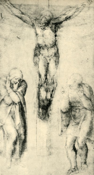Cristo en la cruz entre la Virgen y San Juan de Michelangelo Buonarroti