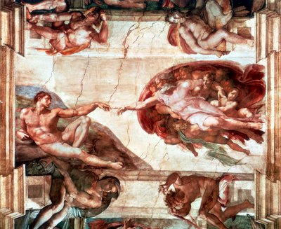 La creación de Adán, 1508-1512 de Michelangelo Buonarroti