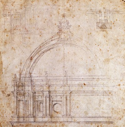 Dibujos de diseño para la cúpula de la Basílica de San Pedro de Michelangelo Buonarroti
