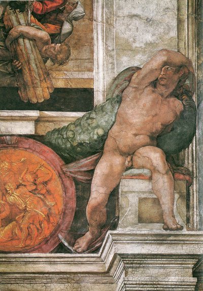Detalle del techo de la Capilla Sixtina en el Vaticano, 1508-1512 de Michelangelo Buonarroti