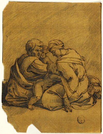 Grupo Familiar: Ozías, rey de Judá, amamantado por su madre de Michelangelo Buonarroti