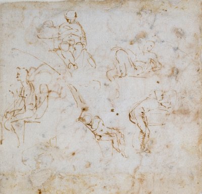 Cinco pequeños estudios de figuras, c. 1490-1560 de Michelangelo Buonarroti