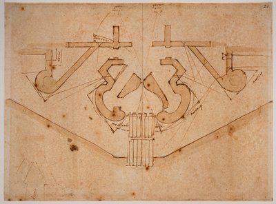 Diseño de fortificación para una pasarela de Michelangelo Buonarroti