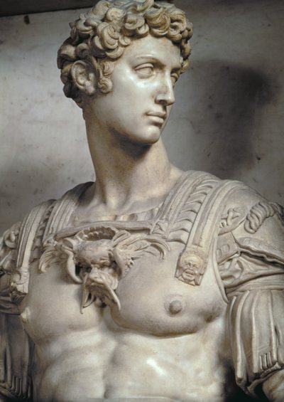 Giuliano de Medici, Duque de Nemours, detalle de la figura de su tumba por Miguel Ángel (detalle) de Michelangelo Buonarroti
