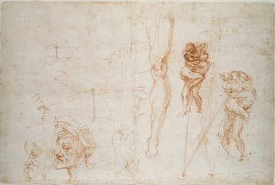 Hércules y Anteo y otros estudios, siglo XVI de Michelangelo Buonarroti