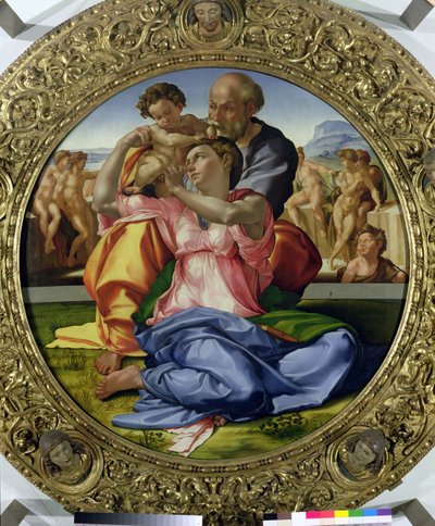 Sagrada Familia con San Juan (Tondo Doni) 1504-05 de Michelangelo Buonarroti
