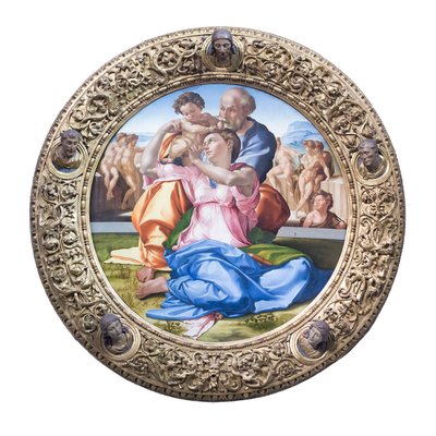 Sagrada familia con el joven san Juan Bautista, conocido como "Doni tondo" de Michelangelo Buonarroti