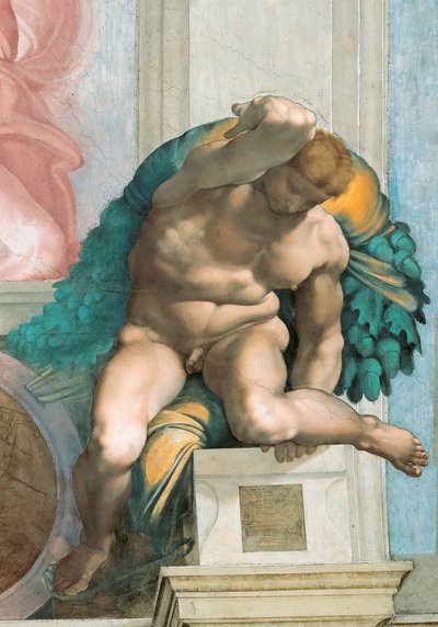 Ignudo, techo de la Capilla Sixtina en el Vaticano, 1508-1512 de Michelangelo Buonarroti