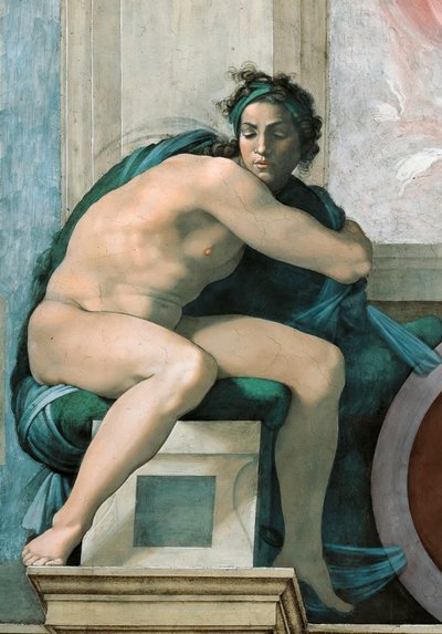 Ignudo techo de la Capilla Sixtina en el Vaticano de Michelangelo Buonarroti