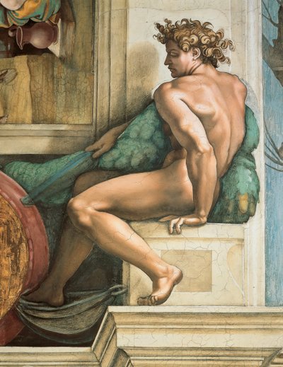 Ignudo techo de la Capilla Sixtina en el Vaticano, 1508-1512 de Michelangelo Buonarroti
